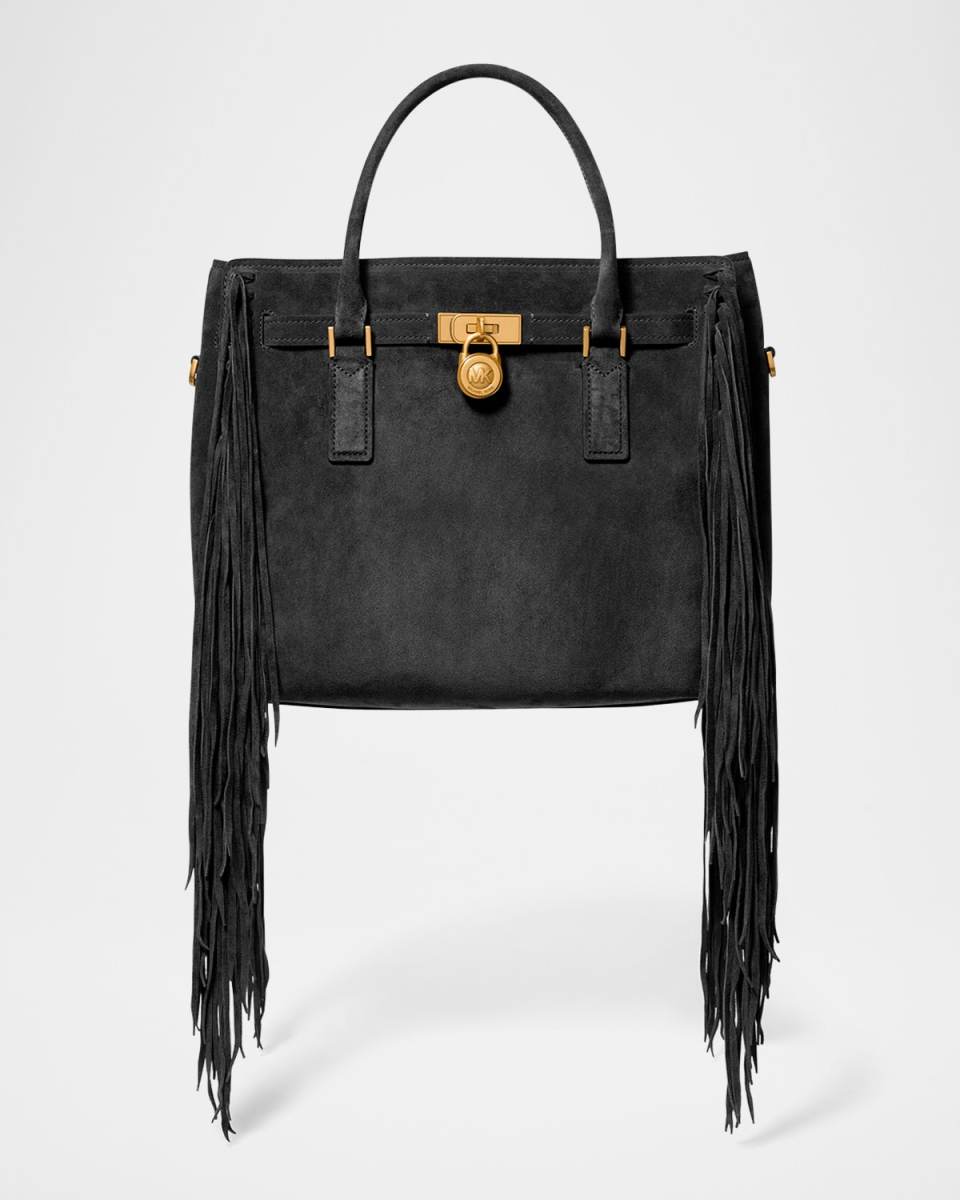 Hamilton Large Fringe Suede Top-Handle Bag